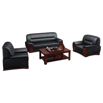 隆旭办公沙发茶几组合办公室简约会客接待商务沙发 牛皮3+1+1+长茶几