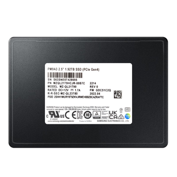 三星 SAMSUNG 企业级SSD PM9A3 U.2 NVMe 1.92TB 存储服务器固态硬盘 MZQL21T9HCJR-00B7C