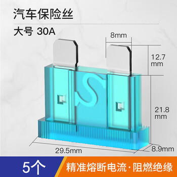 汇君 汽车保险丝保险片车用保险片插片4S店保险丝管套装 大号保险丝30A-5片