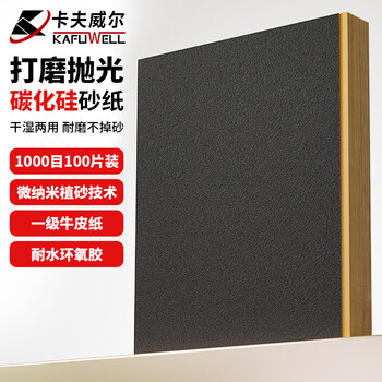 卡夫威尔100片装碳化硅砂纸 打磨抛光除锈汽车墙面家具金属 1000目 YS4161