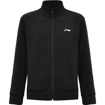 李宁（LI-NING）乒乓球服外套男女款秋冬休闲加绒保暖开衫无帽卫衣 黑色 M 