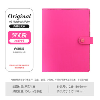 Filofax记事本进口高档文具笔记本A5 A4真牛皮对开本商务办公会议记录original系列A5荧光粉829951伴手礼