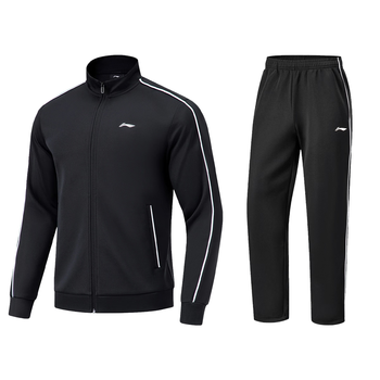 李宁（LI-NING）乒乓球服男女同款新秀系列开衫无帽卫衣健身运动套装两件装 L 