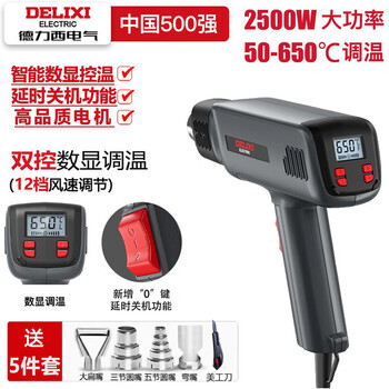 德力西电气（DELIXI ELECTRIC）热风枪可调温贴膜便携烘枪大功率工业热缩膜烤枪后盖数显调温