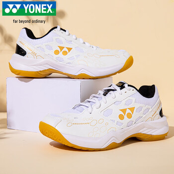 尤尼克斯（YONEX）羽毛球鞋yy入门级训练减震动力垫男女SHB101CR 白/金37码