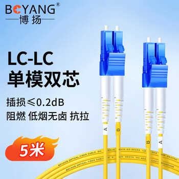 博扬（BOYANG）电信级光纤跳线LC-LC(UPC) 5米 单模双芯双工 Φ2.0阻燃低烟无卤跳纤光纤线尾纤lc-lc BY-5052S