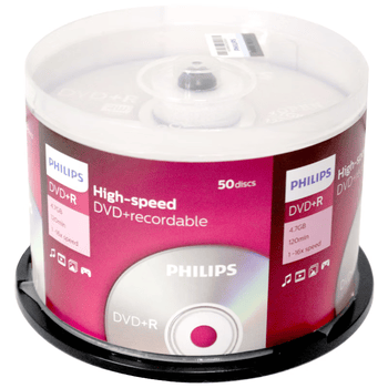 飞利浦（PHILIPS）DVD-R空白光盘 刻录盘 碟片 数据存储文件备份影音刻录  16速4.7G 桶装50片