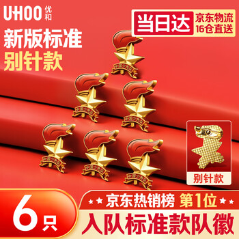 优和（UHOO）标准款队徽京东自营校徽小学生磁扣别针立体款火炬队徽 别针扣6个装0898