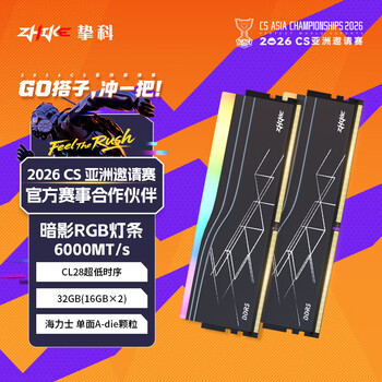 挚科32GB(16GB×2)套装 DDR5 6000 C28 台式机内存条 暗影RGB灯条 海力士A-die原厂原印颗粒