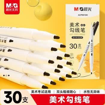 晨光（M&G）文具30支考级系列双头美术勾线笔不易晕染大容量学生中性笔描线儿童女孩手工生日儿童节礼物