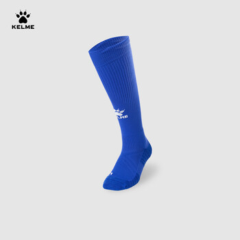 卡尔美（KELME）成人长筒足球袜加厚毛巾底防滑比赛训练运动高筒袜子男 彩蓝