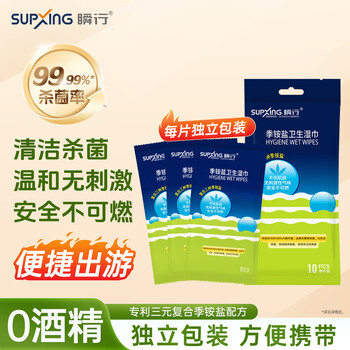 瞬行杀菌卫生湿巾10片/包温和无刺激手部复合季铵盐便携独立包装