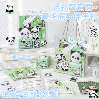 少年伴文具套装礼盒熊猫伴手礼儿童幼儿园小学儿童节日学习礼物考试毕业奖励男孩女孩小朋友生日大礼包
