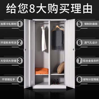 中伟更衣柜员工柜储物柜大衣柜铁皮柜寄存柜二门更衣柜加厚定制款