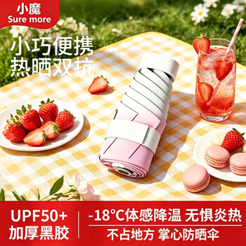 小魔遮阳晴雨伞太阳伞防晒防紫外线便携小巧卡片伞渐变粉