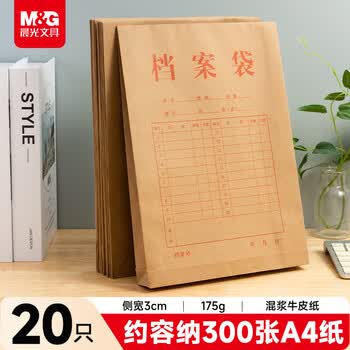 晨光（M&G）晨光20个装A4/175g高档牛皮纸档案袋 标书合同文件袋 大容量资料袋APYRAP01