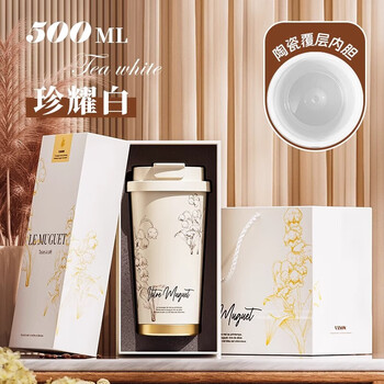 Vanow保温杯女生咖啡水杯子吸管杯高颜值陶瓷内胆女款2026年5儿童节