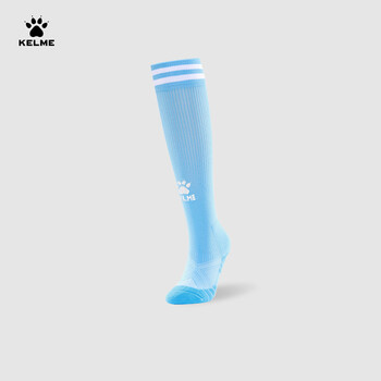 卡尔美（KELME）儿童长筒足球袜加厚毛巾底防滑比赛训练运动高筒袜子青训 天蓝