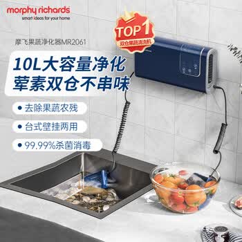 摩飞电器（Morphyrichards）【价保618】果蔬清洗机 家用双仓有线洗菜机 蔬菜水果分类去农残净化机洗水果神器 MR2061 轻奢蓝