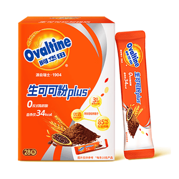 阿华田（Ovaltine）天然未碱化生可可粉PLUS加强版10g*28条早餐烘焙咖啡牛奶冲饮伴侣