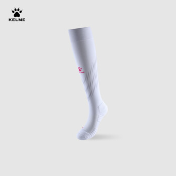 卡尔美（KELME）成人足球袜长筒加厚防滑毛巾底运动高筒袜子 白粉 L