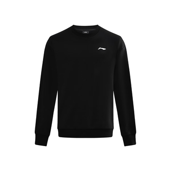 李宁（LI-NING）乒乓球服套头无帽卫衣运动服加绒加厚保暖团购男女同款 黑色 S 