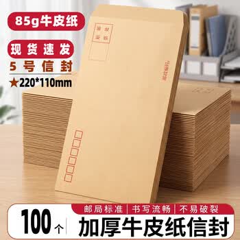 泰档100个信封邮局标准信封85g牛皮纸5号DL信封220*110mm经济型TC01004