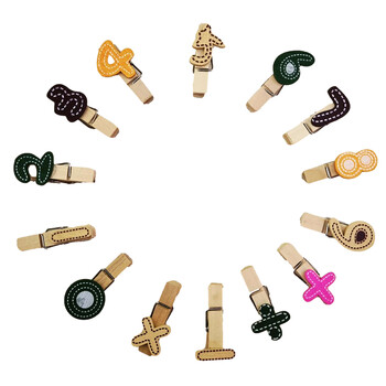 芬尚 JZ008 韩版数字卡通彩色木夹照片夹幼儿园教室照片挂墙装饰便签麻绳夹套装留言夹14个装（含麻绳约2米）