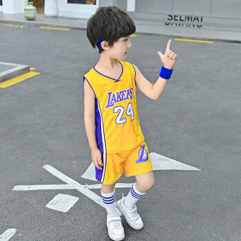 24号男孩男童幼儿园小学生球衣服装uosu24号致敬科比黄色90尺码偏小