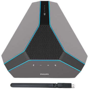 飞利浦（PHILIPS）视频会议无线全向麦克风 8米收音 拾音器扬声器一体 电脑USB免驱可3台无线级联智能降噪AECS8108