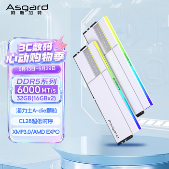 阿斯加特（Asgard）32GB(16GBx2) DDR5 6000 台式机内存条 女武神·瓦尔基里II代 RGB灯条 海力士A-die CL28 极地白