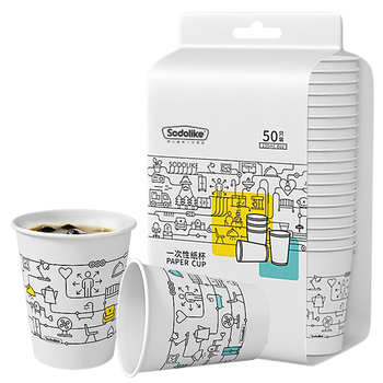 Sodolike尚岛纸杯一次性杯 尚岛加厚食品级办公商务家用水杯230ml【50只】