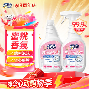 绿伞蜜桃香氛马桶瓷砖清洁剂洁厕灵 杀菌率99.9% 600g*2瓶