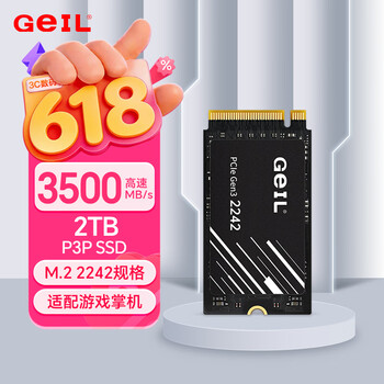 GEIL金邦 2TB SSD固态硬盘M.2接口PCIe 3.0（NVMe协议）2242短板 掌机游戏 高速3500MB/S P3P系列