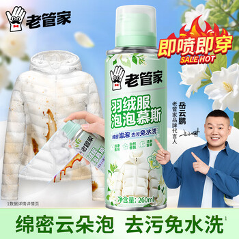 老管家 羽绒服泡泡慕斯 免水洗 260ml干洗剂衣物泡沫清洁剂