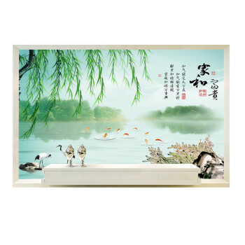 中式电视背景墙壁纸3d客厅影视墙装饰壁画5d立体山水田园风景墙纸 8d