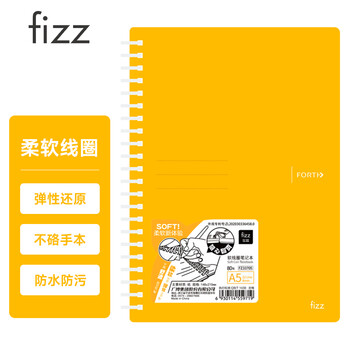 飞兹(fizz)不铬手A5软线圈本PP面笔记本文具记事本硬面抄笔记本横线日记本80页 橙色 fz33705