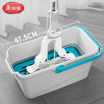 美丽雅长方形拖把桶口径47.5cm清洗胶棉平板海绵拖地墩布拖把单桶水桶