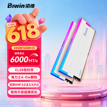 佰维（BIWIN）32G(16G×2)套装 DDR5 6000频率台式机内存条 时空行者DW100 RGB灯条(C28)白色AI PC电脑存储配件