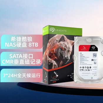 攀升适用于希捷酷狼系列 8TB 256MB 7200转 SATA接口 CMR垂直 3.5英寸 静音低耗NAS硬盘ST8000VN004