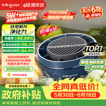 东菱（Donlim）转转果蔬清洗机食材净化机 洗菜机果蔬净化机 除菌去除农残 无线便携DL-1326静谧蓝