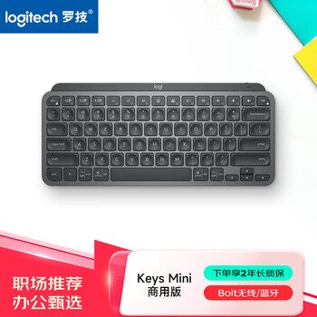 罗技（Logitech）大师系列 MX Keys Mini无线蓝牙键盘 高端办公智能背光 带接收器 商用版 石墨黑