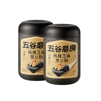 五谷磨房黑芝麻糊五黑粉米糊无糖核桃芝麻黑豆粉代餐粉546g*2罐