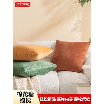 京东京造棉花糖抱枕 超柔棉棉绒沙发床头客厅办公室腰靠枕垫苔藓绿45x45cm