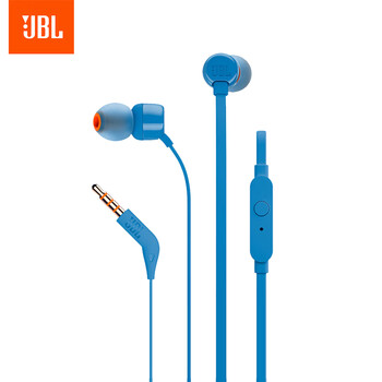 JBLT110有线耳机立体声入耳式耳麦  电脑游戏运动耳机 适用于3.5mm接口设备蓝色
