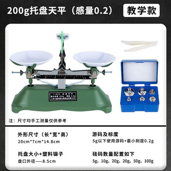六鑫 托盘天平 砝码 200g 0.2g精度 游码 初中物理实验 教学实验器材 高精度 小学生教具