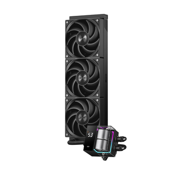 超频3（PCCOOLER）DS360黑色一体式CPU水冷散热器 温度显示/双腔水泵/CNC铝合金泵体外壳/ARGB冷头/支持1700/AM5