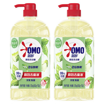 奥妙（OMO）洗洁精【特惠2.15斤】茶树芦荟香1.05KG*2瓶轻松去油+手帕纸巾2包
