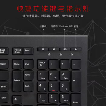 联想商务办公有线键鼠套装 电脑笔记本通用 USB即插即用 大红点轻薄键鼠套装 M120Pro