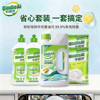 芊碟净洗碗粉套装 洗碗粉洗碗盐漂洗剂 洗碗机洗涤剂清洁耗材 一套买齐